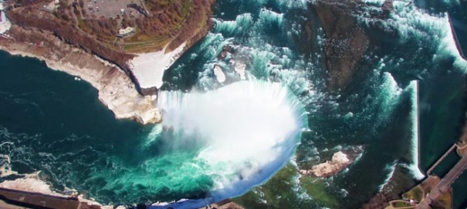 Flying over the Niagara falls